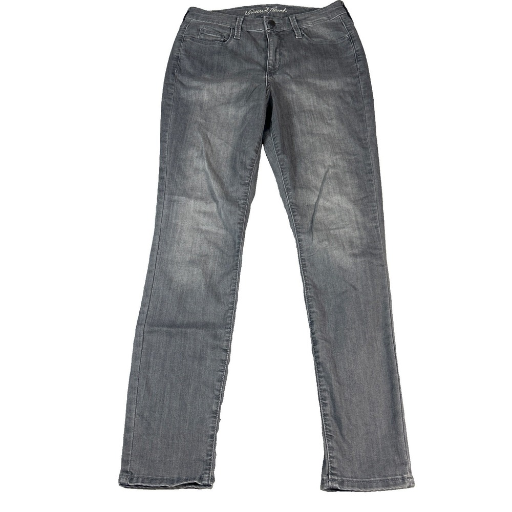 Universal Thread Jeans Womens 6 Gray Cotton Denim Skinny Mid-Rise Faded Stretch